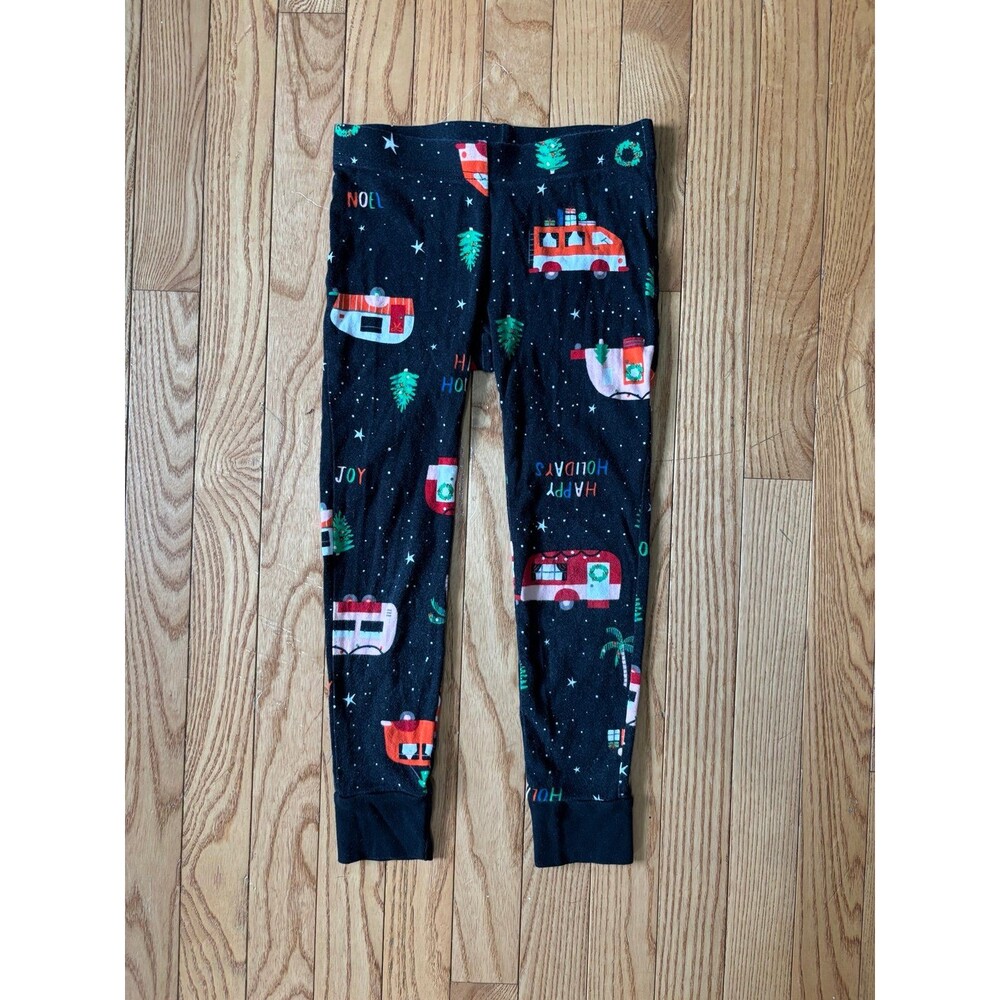 unisex kids pants Christmas holiday fall winter black noel camper RV pajama